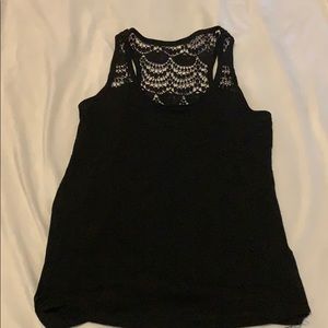 Black lace back tank top